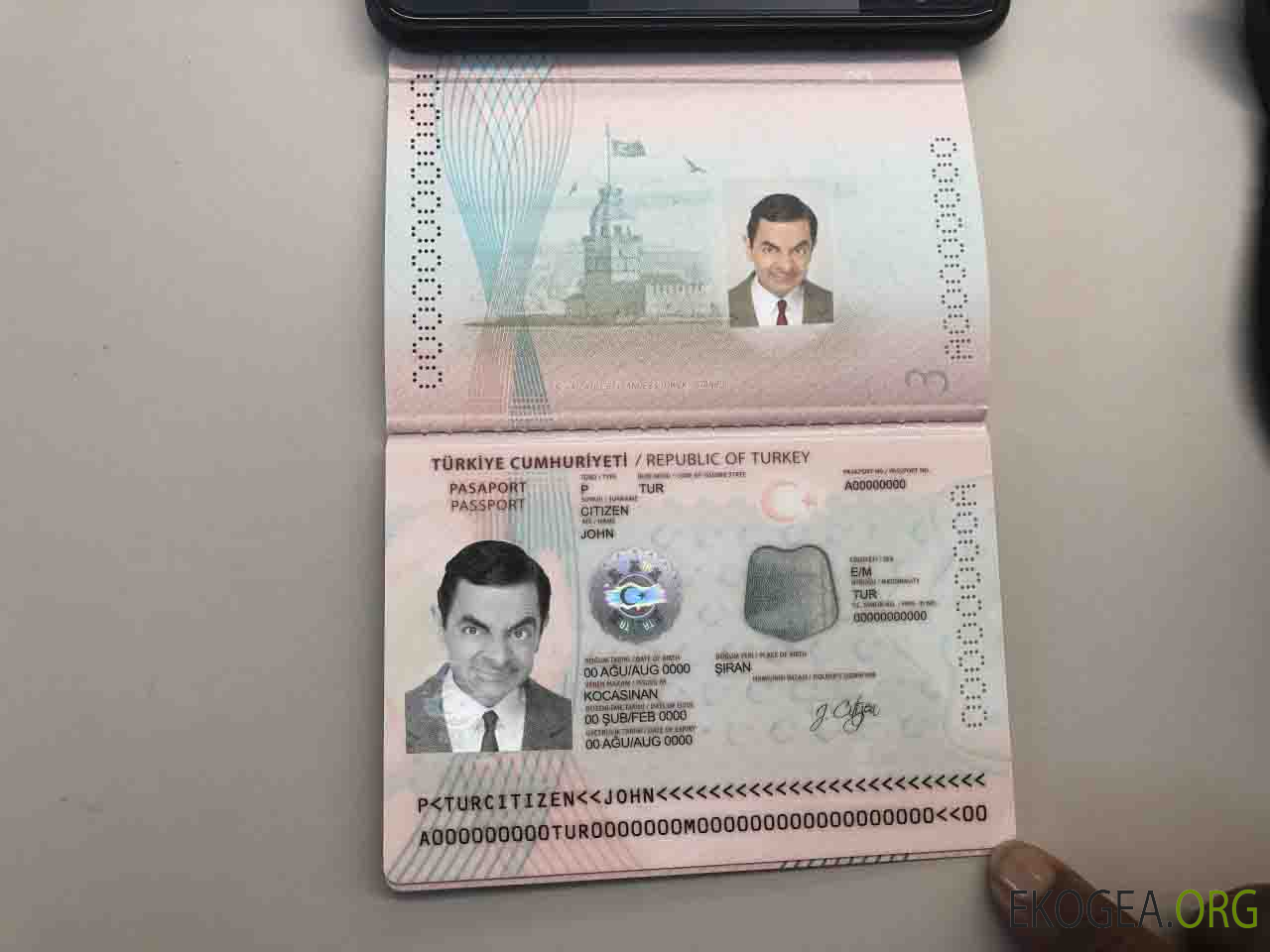 Modèle de passeport turc au format PSD, entièrement modifiable (+ aspect photo PSD modifiable) (2018 – présent)